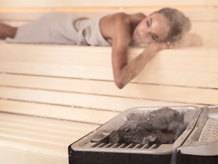 Harmony sauna room with Sense Combi heater