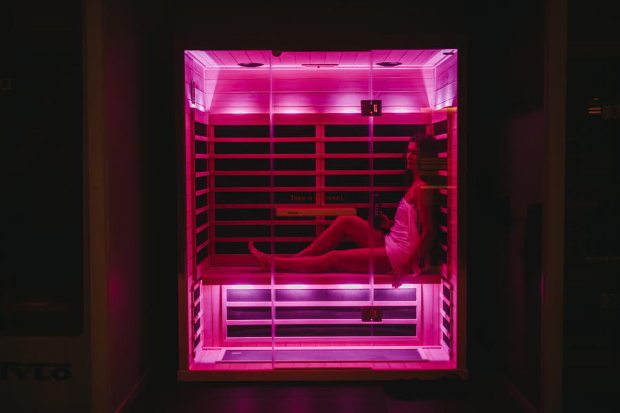 Woman in an IR sauna